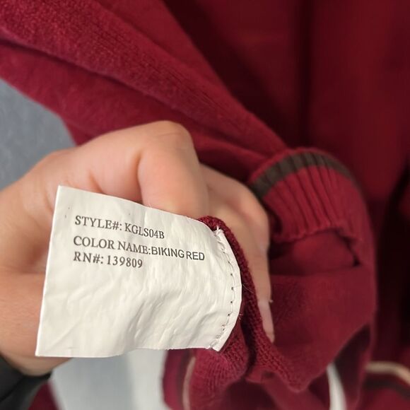 KANGOL Men's V-Neck Dark Red Cotton Sweater, Size L - Picture 9 of 9